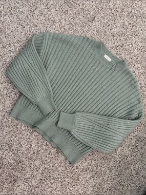 Ribbed Crewneck Sweater - Sage Green